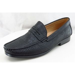 Adolfo Shoes Sz 10.5 M Black‎ Penny Loafer Leather Men 7150